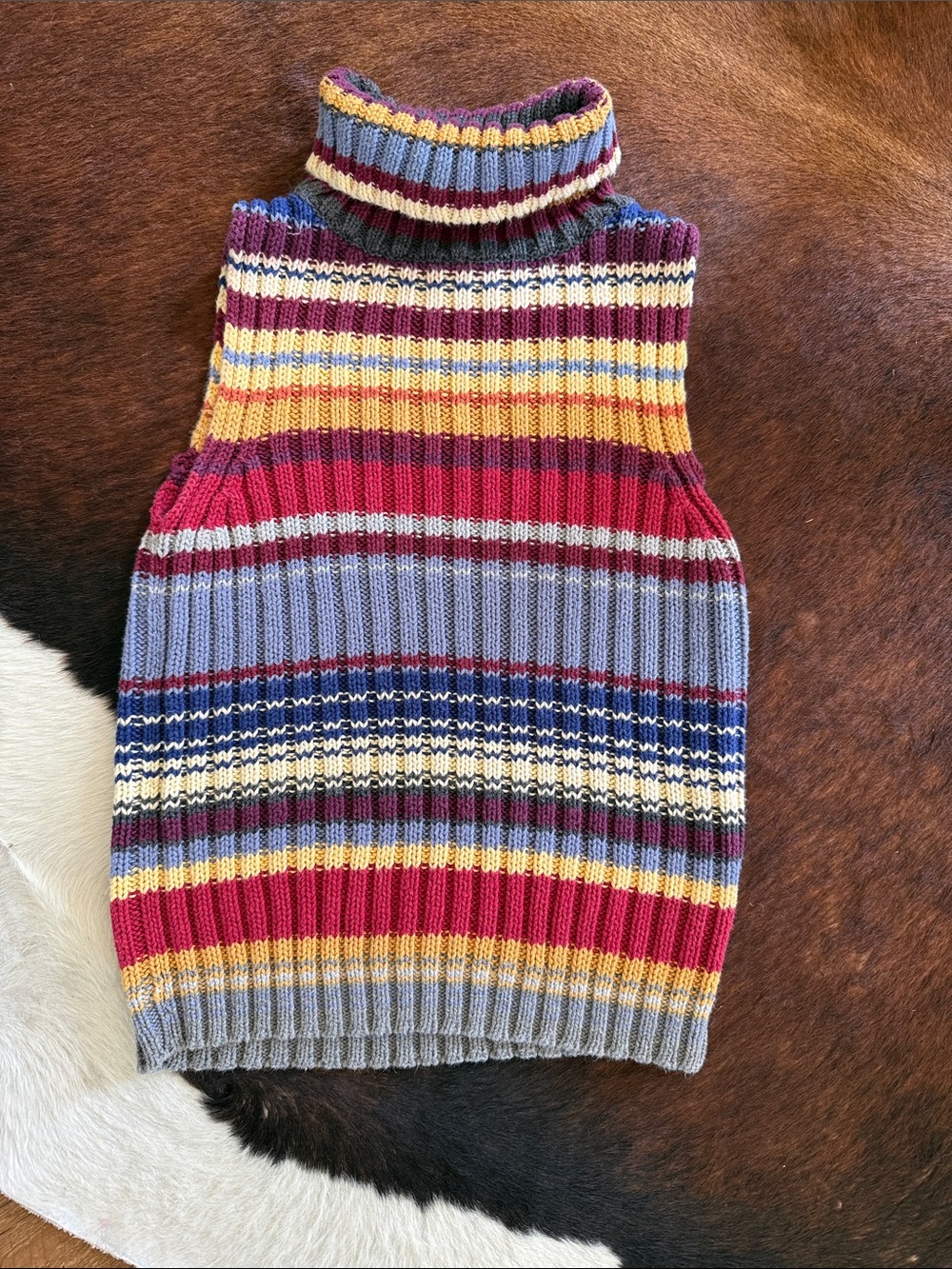 Next Era Multicolor Striped Sleeveless Turtleneck Sweater Vest